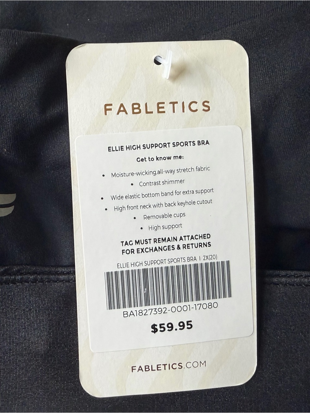 Fabletics Ellie Black 2x High Support Racerback Sports Bra - Picture 4 of 5